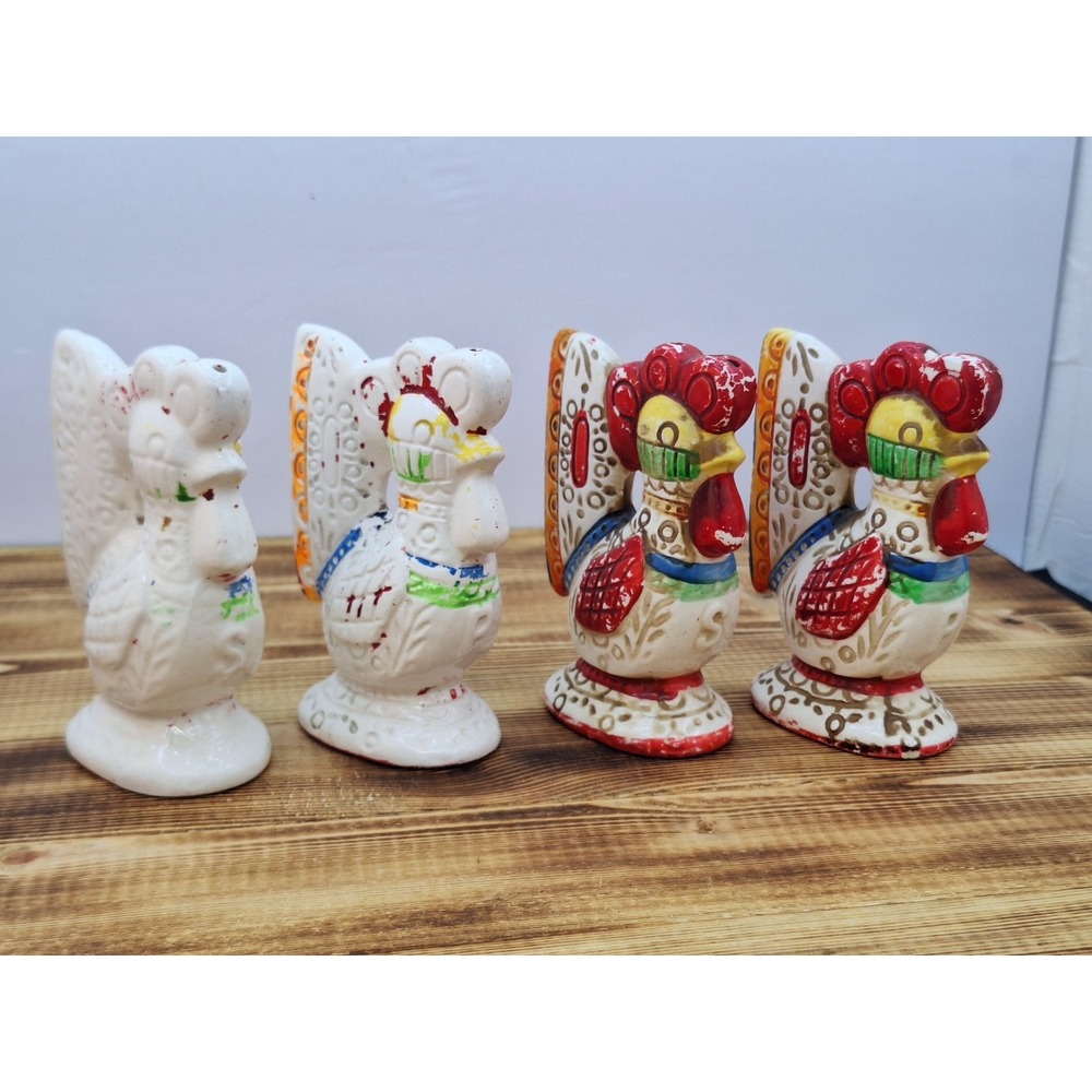 Old Chicken Collectible 2 Sets X4 Vintage Rooster Salt & Pepper Shakers LEGO X4‎